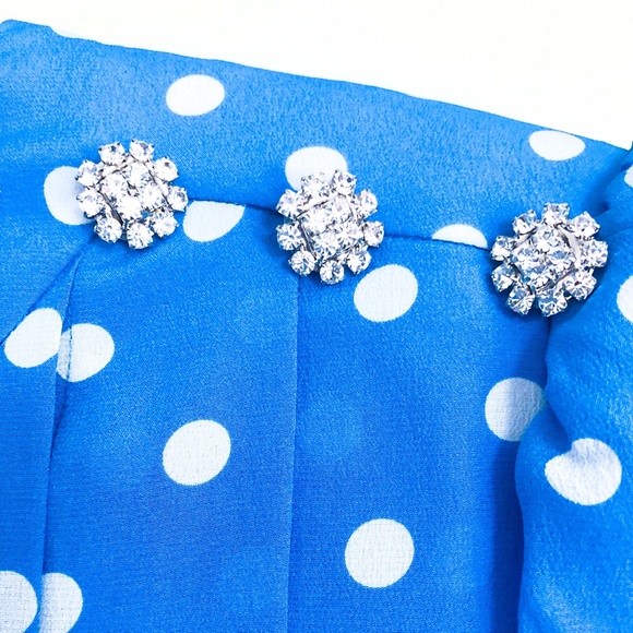 Azure Blue Alessandra Rich Pleated Embellished Silk Crepe de Chine Dress - Picture 8 of 16